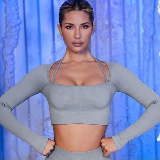 INS Spring New European and American Style Seamless Yoga Wear Women's Quick-drying Fitness Wear Quick-drying Long Sleeve