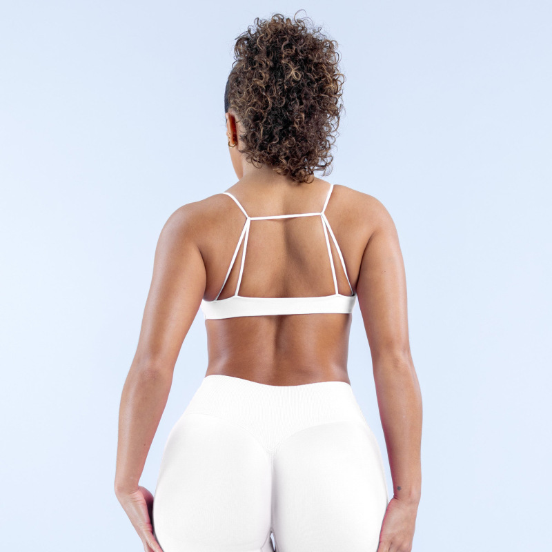 DFYNE Amazon High Elastic Matte Thin Shoulder Crossback Spaghetti Strap Seamless Fitness Bra