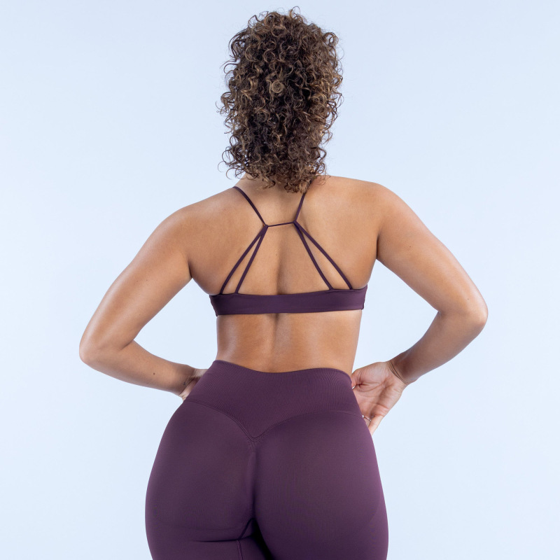 DFYNE Amazon High Elastic Matte Thin Shoulder Crossback Spaghetti Strap Seamless Fitness Bra