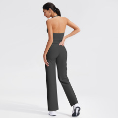 vest + dark gray trousers