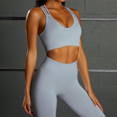 G9197 - Back Cross Bra + Pant Set - Light Blue