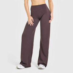 Straight-leg trousers, dark brown