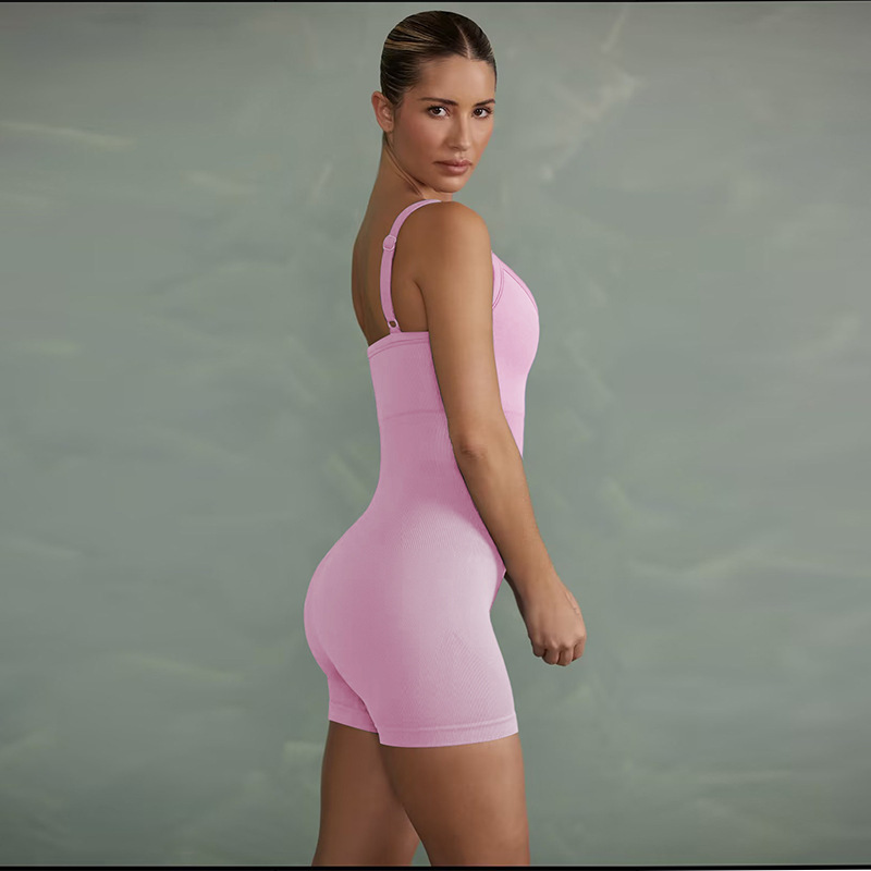 2023 INS New European and American Cross-border Seamless Knitted Yoga Suit Women's Sports Fitness Bodysuit High Waist Hip Lift