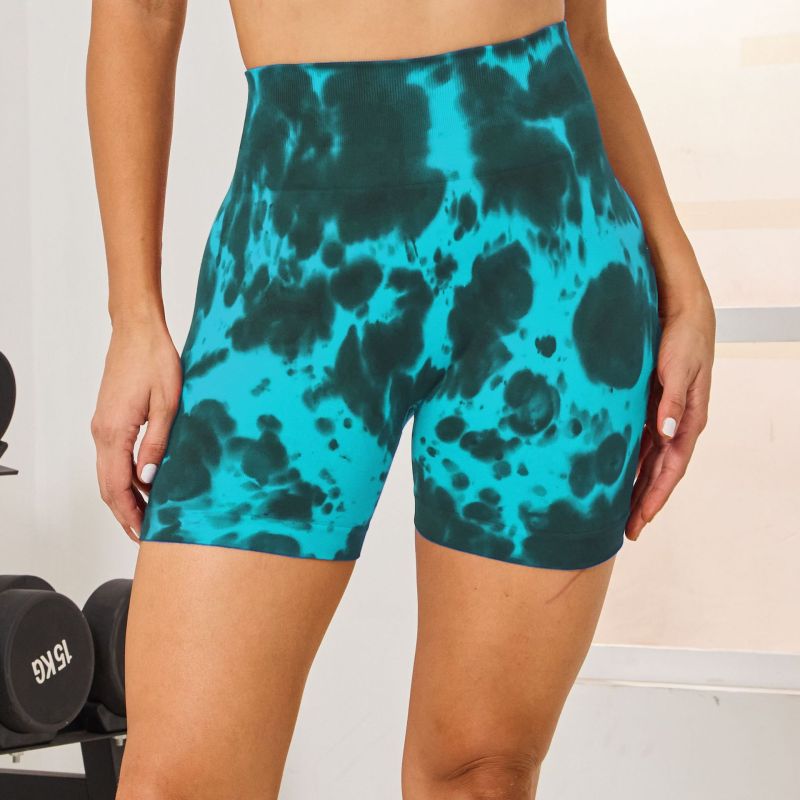2023 New Arrival DARCSPORT Wolf Head European and American Hand-Painted Women's Fitness Seamless Knitted Shorts