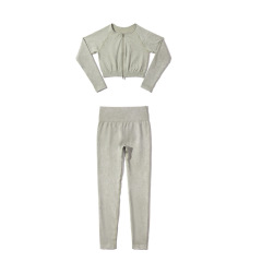 G9152 - Long-sleeved shirt and trousers set - Light green