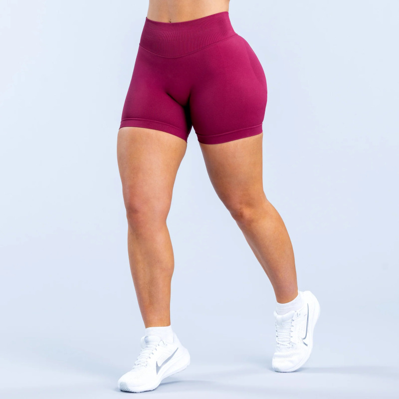 DFYNE affordable alternative cross-border bestseller three-section waist ruched hip-lifting low-rise fitness seamless shorts/yoga shorts