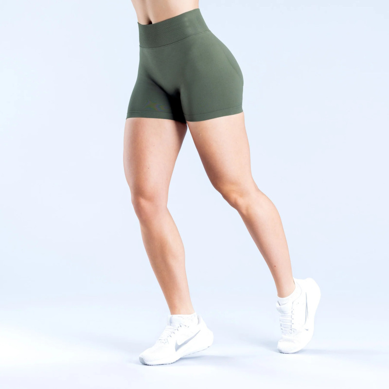 DFYNE affordable alternative cross-border bestseller three-section waist ruched hip-lifting low-rise fitness seamless shorts/yoga shorts