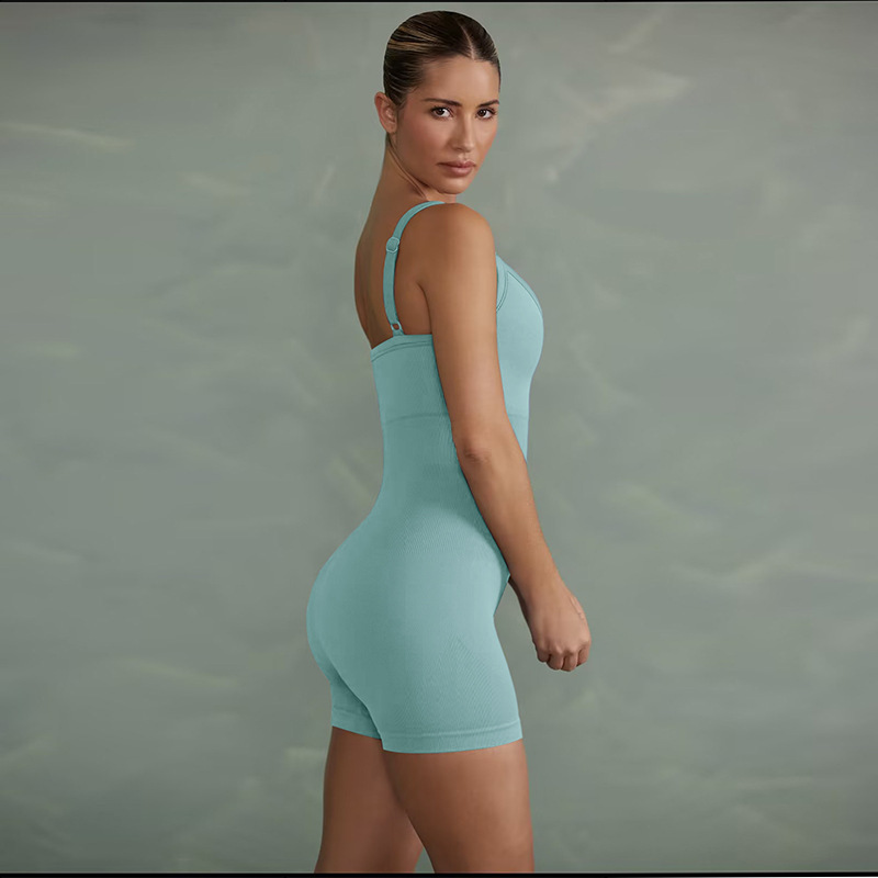 2023 INS New European and American Cross-border Seamless Knitted Yoga Suit Women's Sports Fitness Bodysuit High Waist Hip Lift