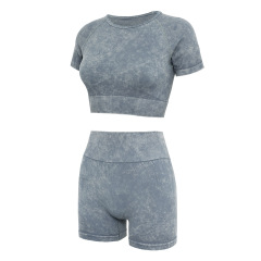 G9152 - Short-sleeved shirt and shorts set - Gray