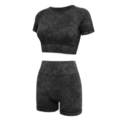 G9152 - Short-sleeved shirt and shorts set - Black