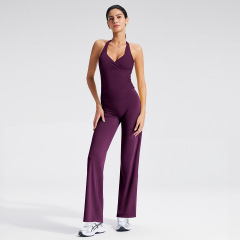 vest + dark purple trousers