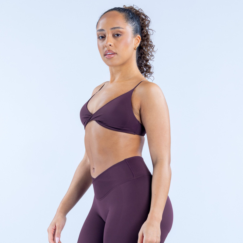 DFYNE Amazon High Elastic Matte Thin Shoulder Crossback Spaghetti Strap Seamless Fitness Bra