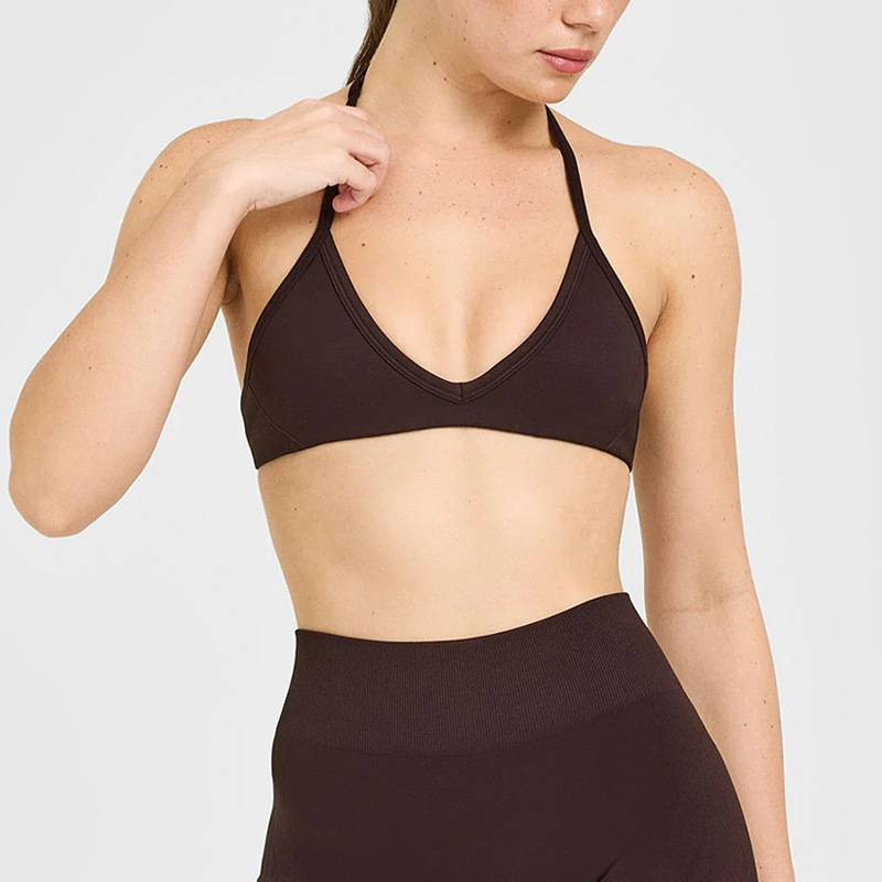 DFYNE European and American style halter neck yoga bra fitness sports underwear running training yoga top set for women