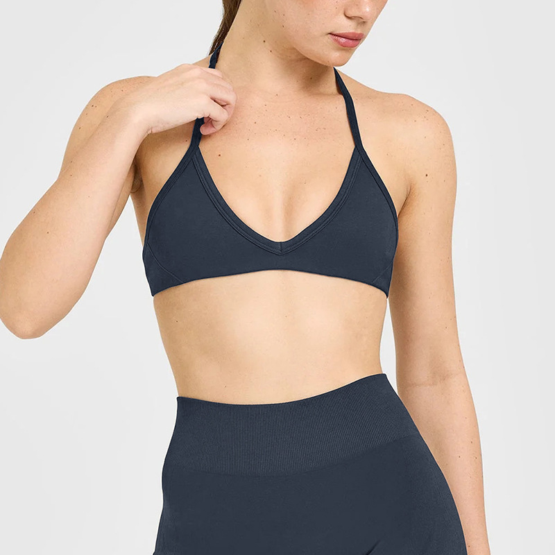 DFYNE European and American style halter neck yoga bra fitness sports underwear running training yoga top set for women