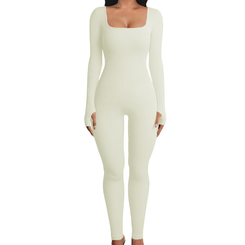 European and American cross-border seamless yoga bodysuit sports fitness bodysuit tight long-sleeved yoga clothes women's waist-cinching pants