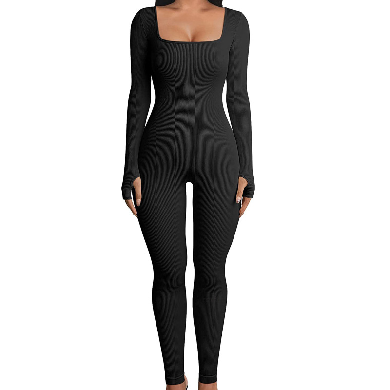 European and American cross-border seamless yoga bodysuit sports fitness bodysuit tight long-sleeved yoga clothes women's waist-cinching pants