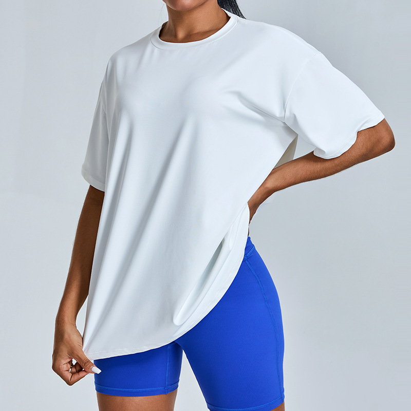 New Long Yoga Short-sleeved Women's Running Fitness Suit Outdoor Loose Blouse Sports T-shirt Casual Fitness Top