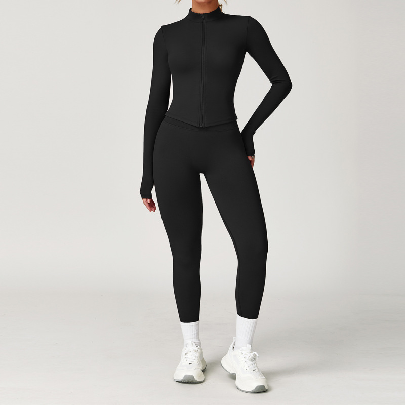 Zechuang Cross-border Winter Tight-fitting Backless Yoga Set Quick-drying Fitness Clothing Outdoor Running Sports Set Women's 8503