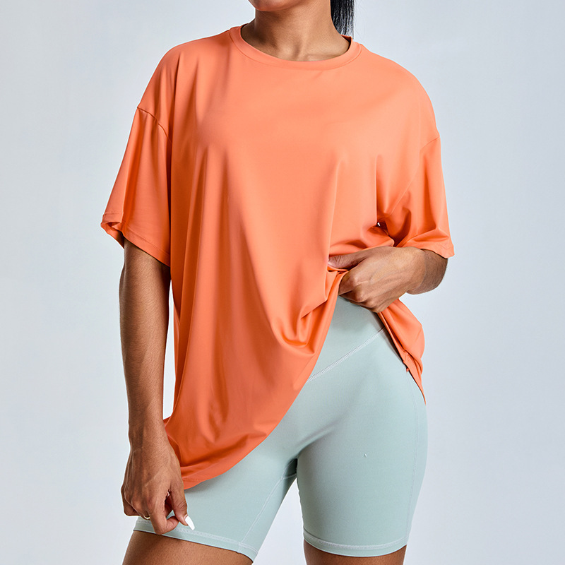New Long Yoga Short-sleeved Women's Running Fitness Suit Outdoor Loose Blouse Sports T-shirt Casual Fitness Top
