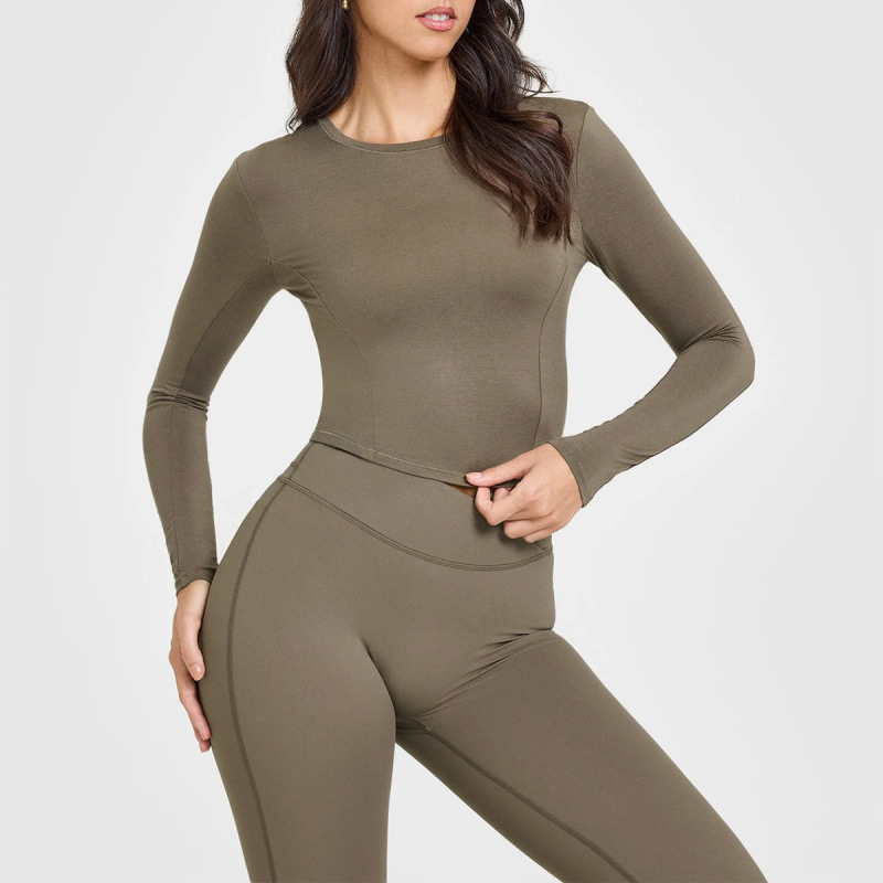 New yoga sports top for women, quick-drying running high-elasticity tight-fitting T-shirt, high-strength long-sleeved top