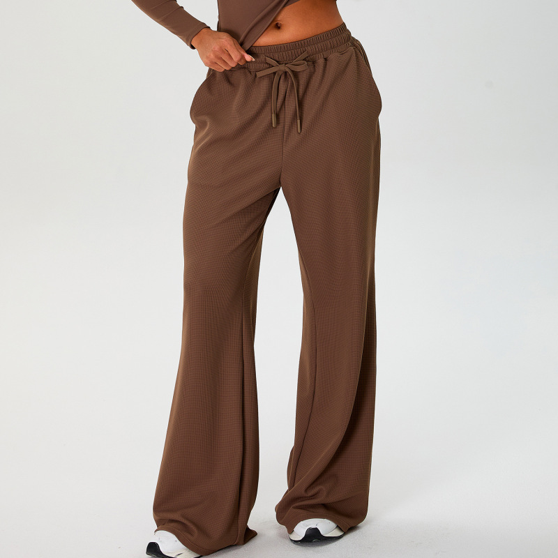 Autumn and Winter New Waffle Drawstring Yoga Pants for Women High-Waisted Super Elastic Casual Loose Sweatpants Running Fitness Pants