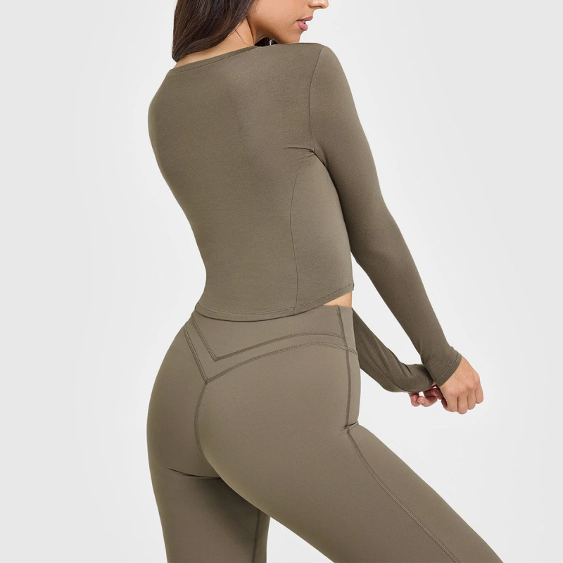 New yoga sports top for women, quick-drying running high-elasticity tight-fitting T-shirt, high-strength long-sleeved top