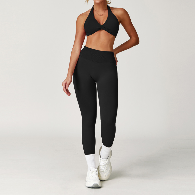 Zechuang Cross-border Winter Tight-fitting Backless Yoga Set Quick-drying Fitness Clothing Outdoor Running Sports Set Women's 8503