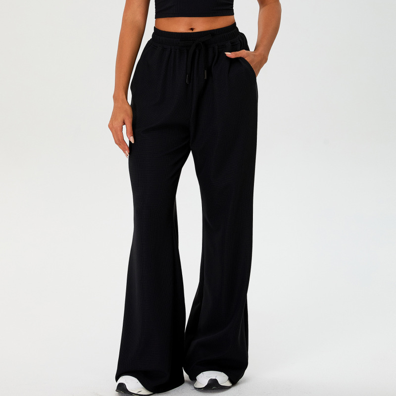 Autumn and Winter New Waffle Drawstring Yoga Pants for Women High-Waisted Super Elastic Casual Loose Sweatpants Running Fitness Pants