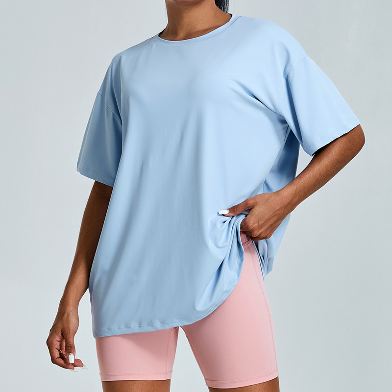 New Long Yoga Short-sleeved Women's Running Fitness Suit Outdoor Loose Blouse Sports T-shirt Casual Fitness Top