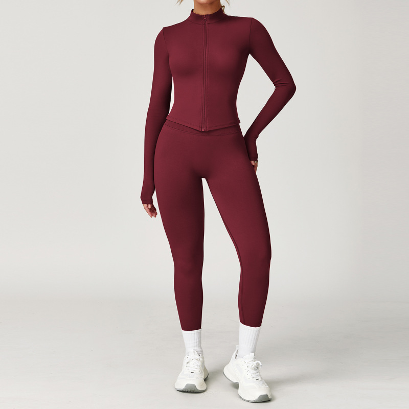 Zechuang Cross-border Winter Tight-fitting Backless Yoga Set Quick-drying Fitness Clothing Outdoor Running Sports Set Women's 8503