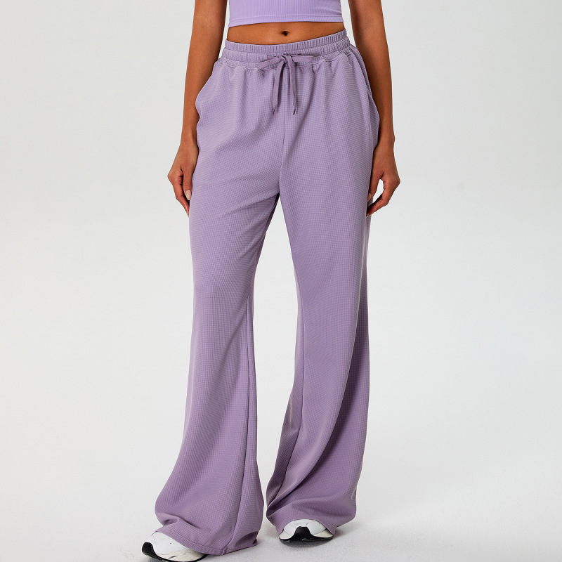 Autumn and Winter New Waffle Drawstring Yoga Pants for Women High-Waisted Super Elastic Casual Loose Sweatpants Running Fitness Pants