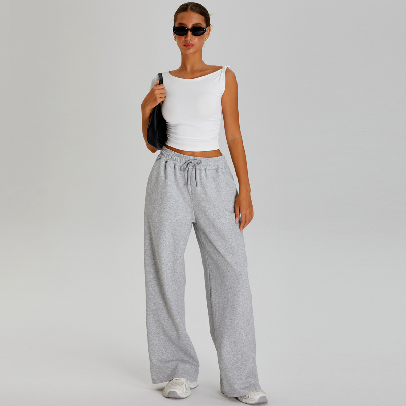Cross-border All-match Loose Casual Pants Women's Outdoor Sports Running Fitness Pants Tight Drawstring Sports Two-piece Set