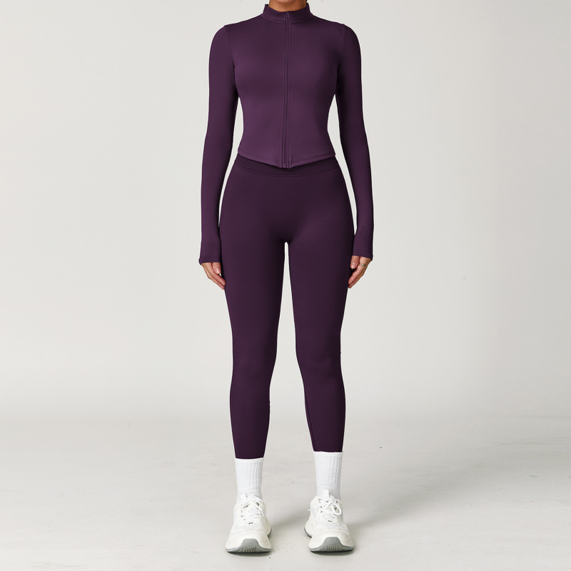 Zechuang Cross-border Winter Tight-fitting Backless Yoga Set Quick-drying Fitness Clothing Outdoor Running Sports Set Women's 8503