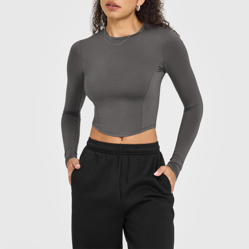 New yoga sports top for women, quick-drying running high-elasticity tight-fitting T-shirt, high-strength long-sleeved top