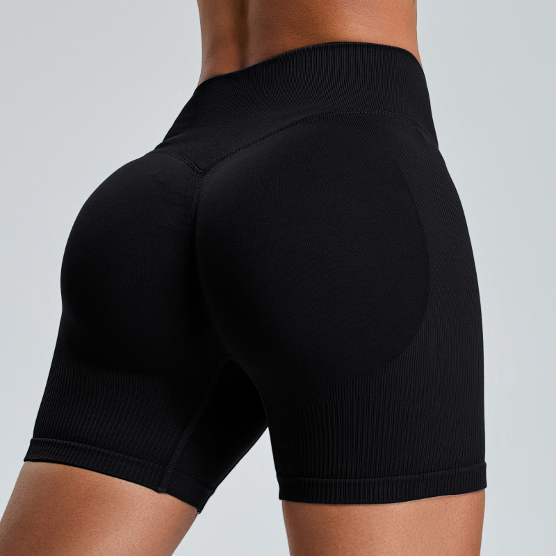 [Processing and Customization] Seamless Breathable Yoga Shorts, Tight Sports Yoga Pants, High-Waisted Peach Three-Point Fitness Pants