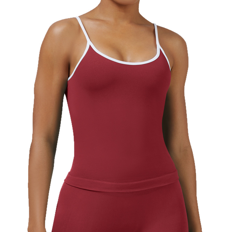 Cross-border European and American style tight-fitting color-blocked sports vest for women, backless yoga vest, fitness wear, running yoga top vest