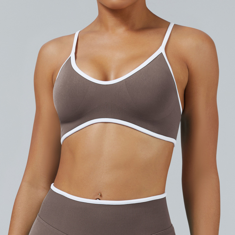 New cross-border color-blocked camisole sports bra, shockproof yoga bra, outdoor fitness yoga top, sports vest