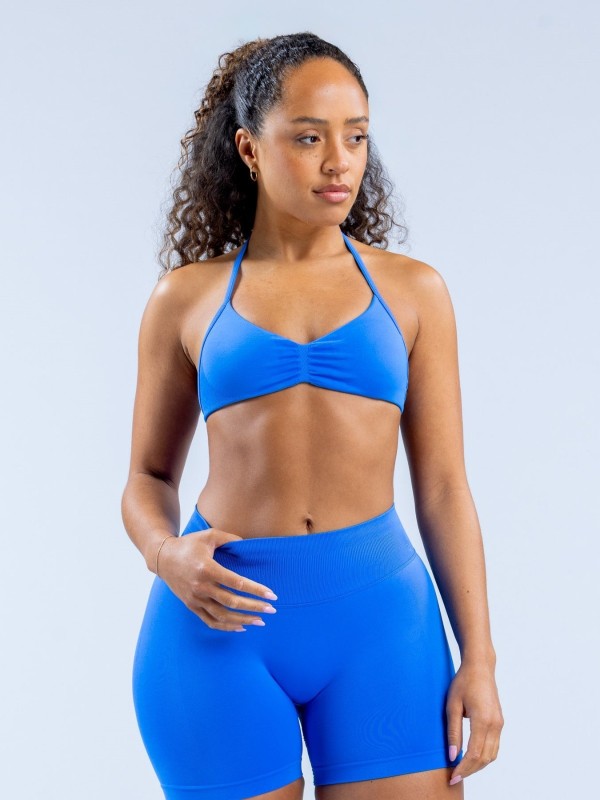 Amazon high-elastic ultra-fine matte nylon halter neck bra with beautiful back, seamless fitness bra, sports bra