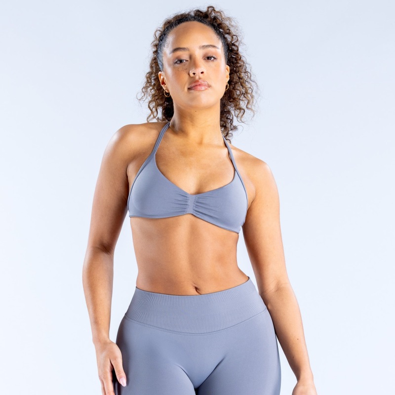 Amazon high-elastic ultra-fine matte nylon halter neck bra with beautiful back, seamless fitness bra, sports bra