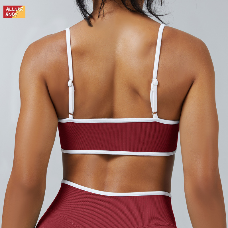 New cross-border color-blocked camisole sports bra, shockproof yoga bra, outdoor fitness yoga top, sports vest
