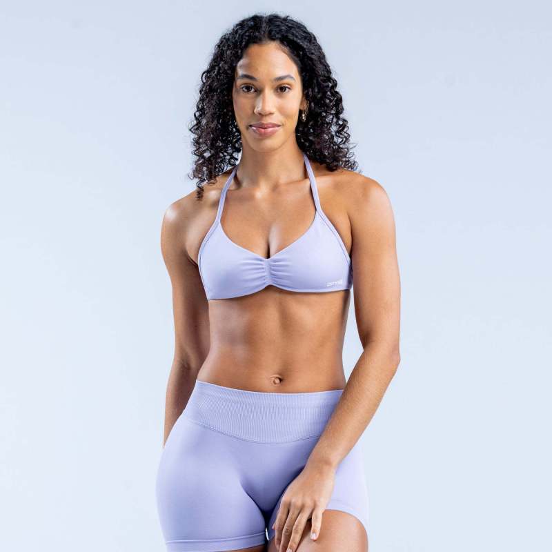 Amazon high-elastic ultra-fine matte nylon halter neck bra with beautiful back, seamless fitness bra, sports bra