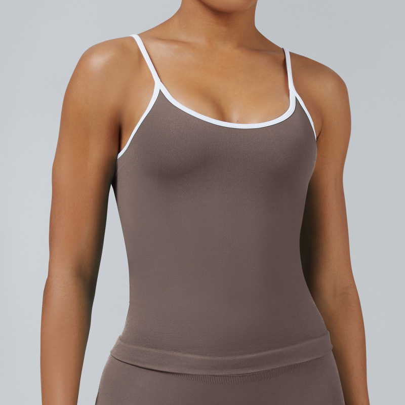 Cross-border European and American style tight-fitting color-blocked sports vest for women, backless yoga vest, fitness wear, running yoga top vest