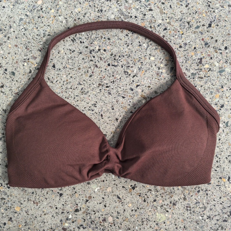 Amazon high-elastic ultra-fine matte nylon halter neck bra with beautiful back, seamless fitness bra, sports bra