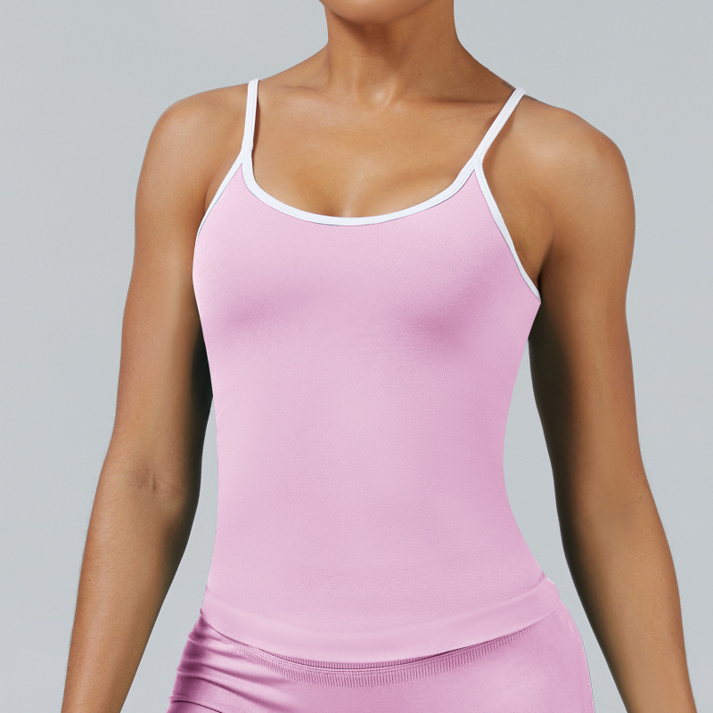 Cross-border European and American style tight-fitting color-blocked sports vest for women, backless yoga vest, fitness wear, running yoga top vest