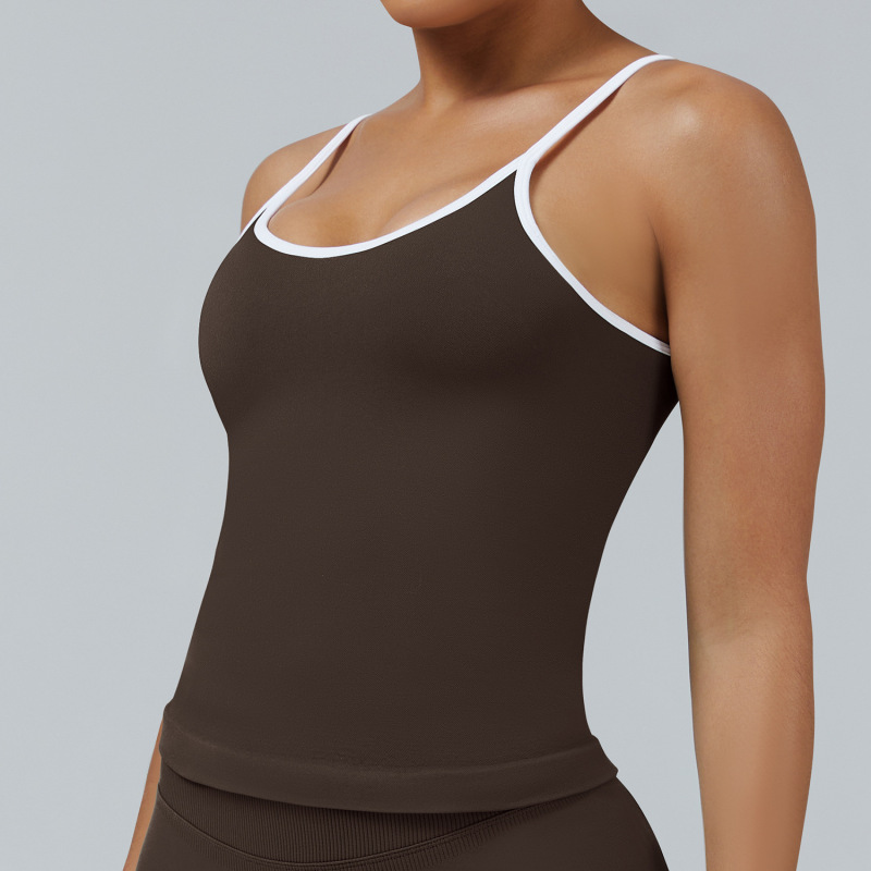 Cross-border European and American style tight-fitting color-blocked sports vest for women, backless yoga vest, fitness wear, running yoga top vest