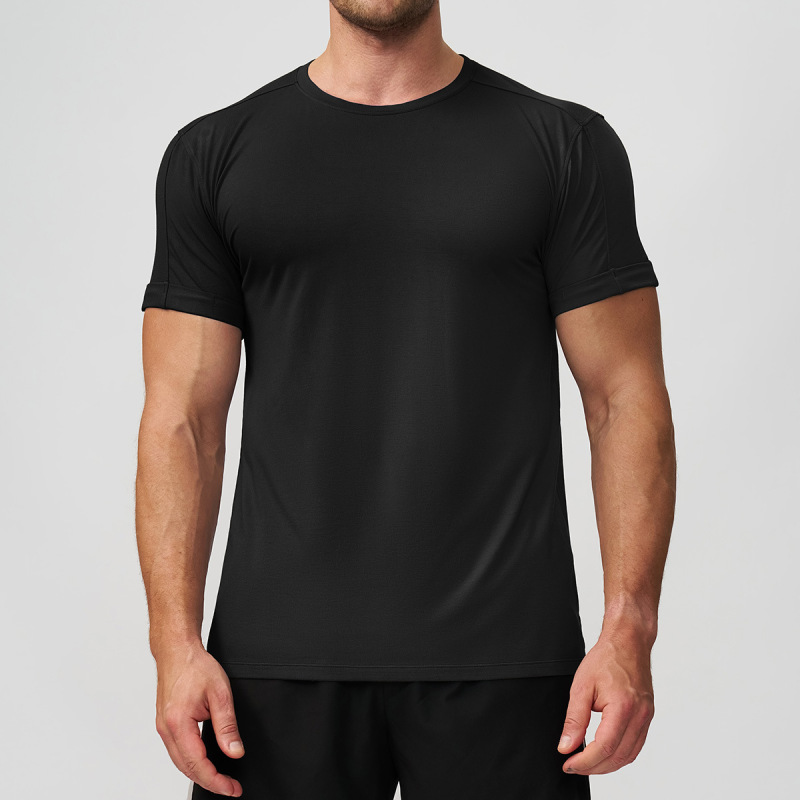 Cross-border European and American soft and skin-friendly men's casual crew neck T-shirt, sports fitness commuting home training top 5512