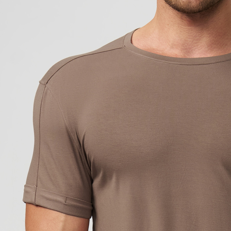 Cross-border European and American soft and skin-friendly men's casual crew neck T-shirt, sports fitness commuting home training top 5512