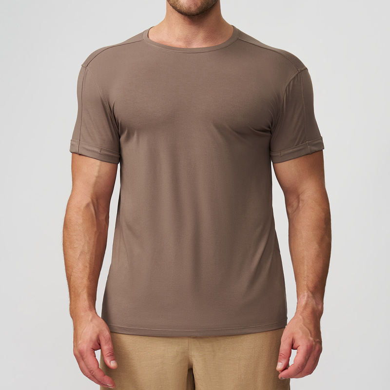 Cross-border European and American soft and skin-friendly men's casual crew neck T-shirt, sports fitness commuting home training top 5512