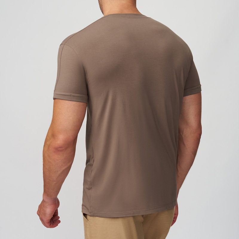 Cross-border European and American soft and skin-friendly men's casual crew neck T-shirt, sports fitness commuting home training top 5512