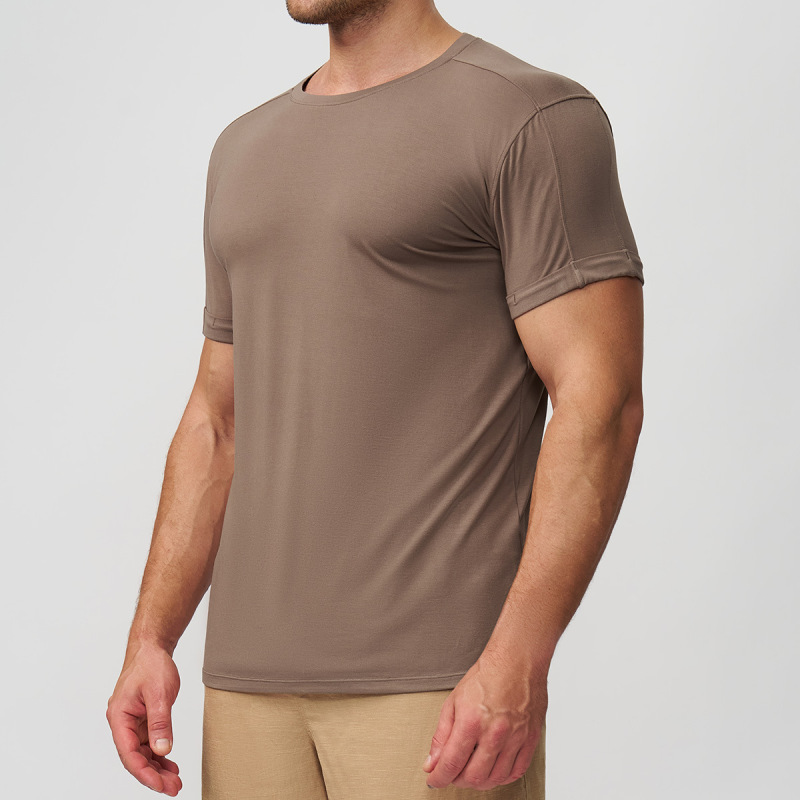 Cross-border European and American soft and skin-friendly men's casual crew neck T-shirt, sports fitness commuting home training top 5512